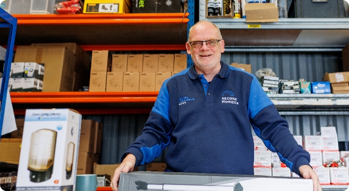 secure horizon staff member in the warehouse